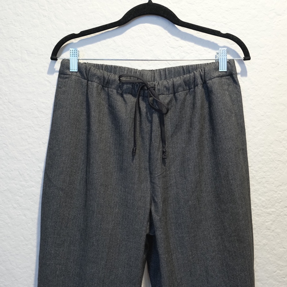 Aritzia The Group Babaton Jimmy Pant Drawstring Trouser Size L Herringbone Gray - Picture 4 of 8